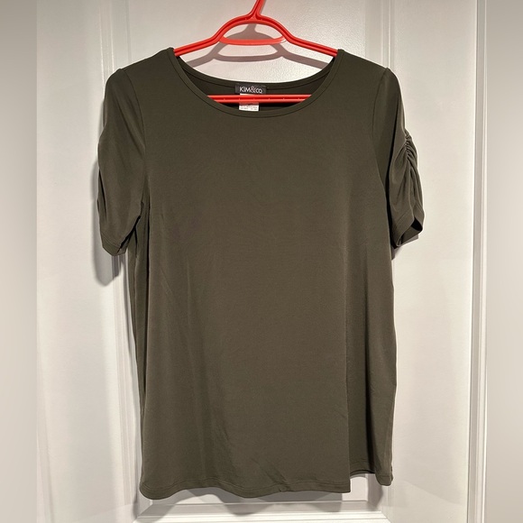 Kim & Co. Brazil Knit Short Ruched Sleeve Top - Picture 3 of 8